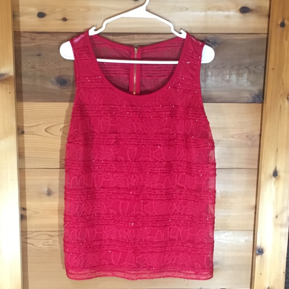 NY&Co Red Sparkle Sleeveless Top